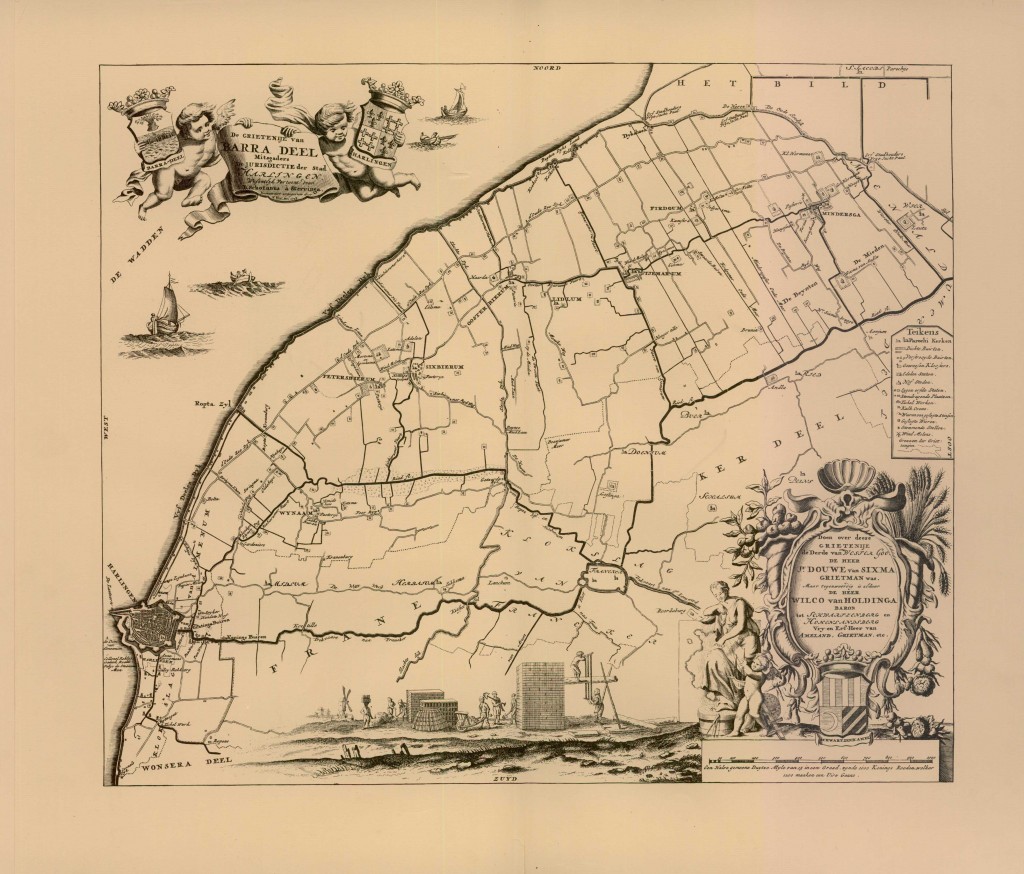 Op de Schotanuskaart uit 1718 zijn de Firdgumer en Minnertsgaaster Oude Meer als twee kaarsrechte lijnen ingetekend, met daartussenin het dorpsgebied van Firdgum.