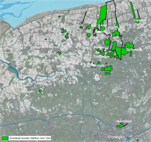 Grondbezit klooster Warffum rond 1540