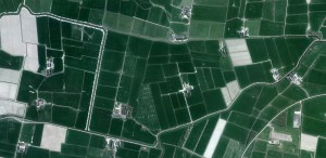 hetzelfde gebied ruim 300 jaar later op een recente luchtfoto