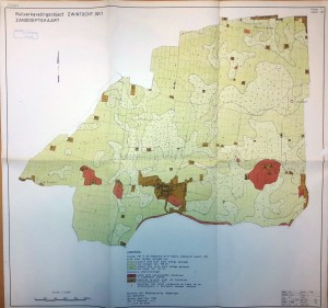 Uitsnede van de zanddieptekaart, gemaakt door STIBOKA (1957).